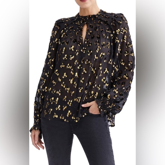 7 For All Mankind Seven Pintuck Metallic Blouse - Picture 1 of 12